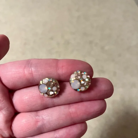 Betsey Johnson Gold and Pink Crystal Stud Earrings - Picture 2 of 4